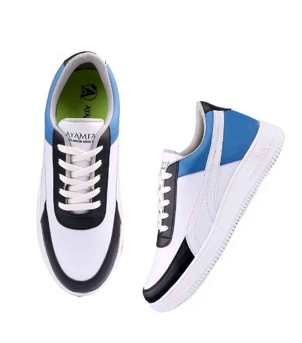Fashion Blue Tricolor Sneakers for Men Low-Top Urban Casual Shoes with  Colorblock Design