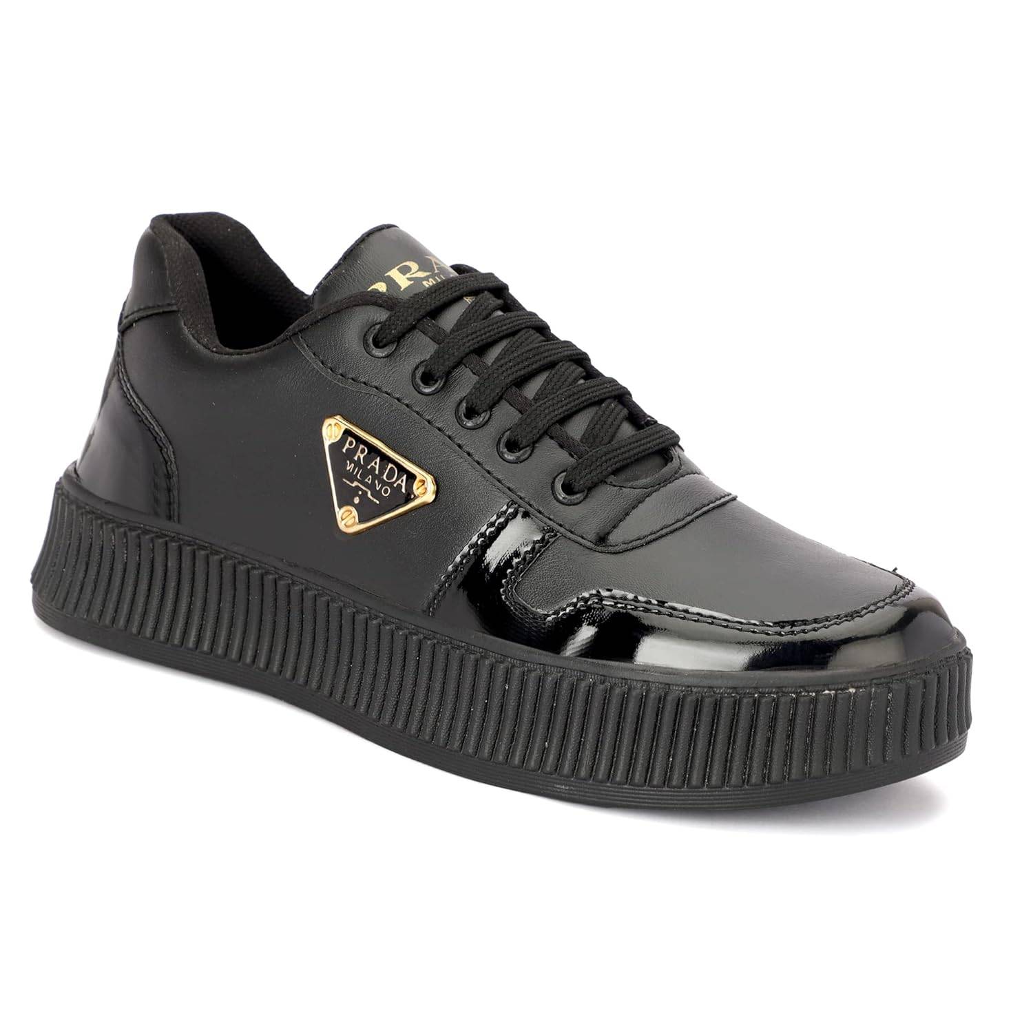 Prada Milano All-Black Creeper Sneakers | Luxury Platform  display picture 1